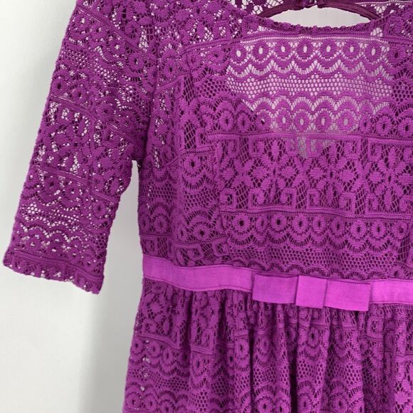Plenty by Tracy Reese Dress Womens Size 2P Purple Estella Lace Fit & Flare B12 - Picture 4 of 10